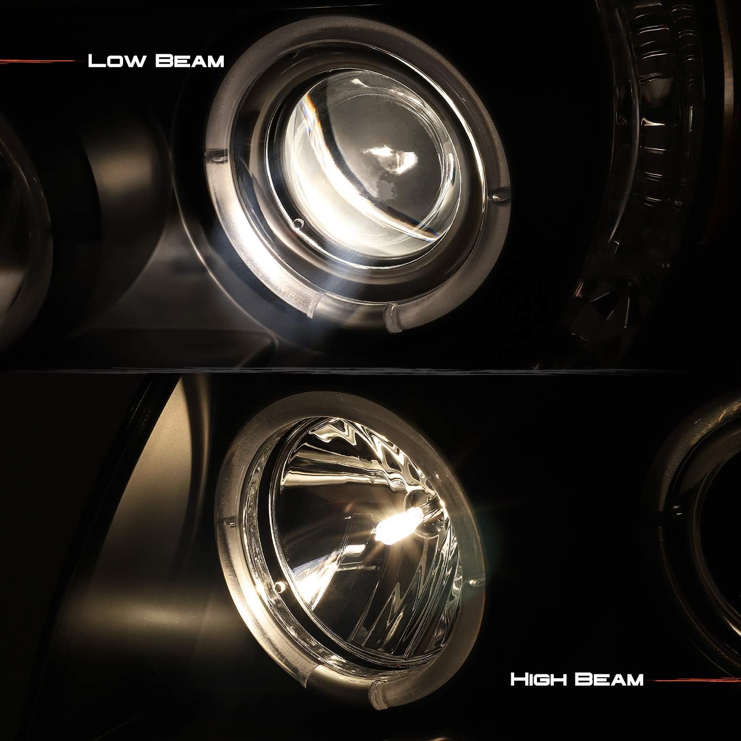 AKKON - For 05-11 Toyota Tacoma Pickup Black Bezel Dual Ring Design Projector LED Replacement Headlights
