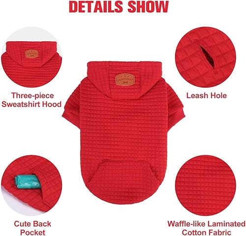 Vista 17 de BEAUTYZOO Suéter con capucha para perros pequeños y medianos con bolsillos, ropa para perros pequeños y medianos, abrigos de algodón laminado