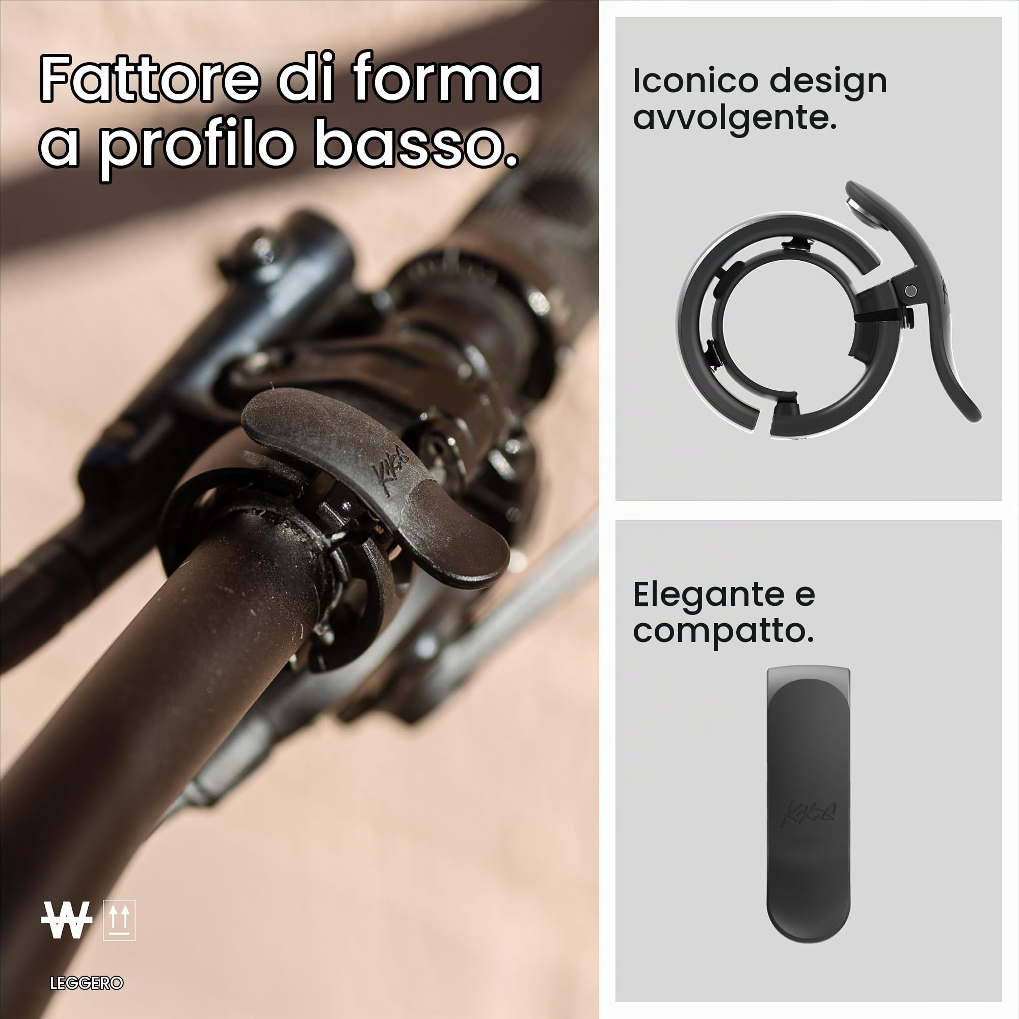 Knog Fahrradklingel OI Prima, Anthrazit, 22,2 mm, Knop