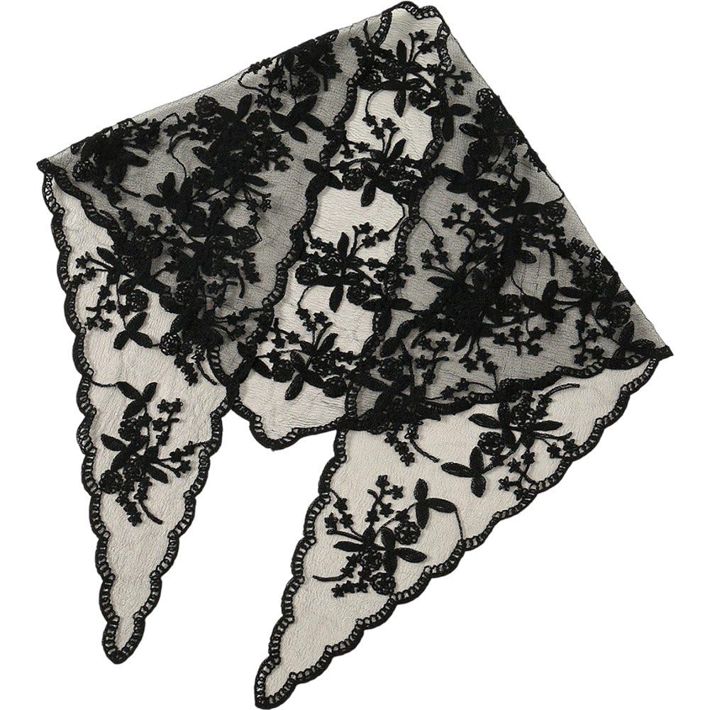 Uzztfa Women's Black Lace Hair Scarf Hair Bandanas Triangle Head Scarf Boho Hair Accessories For Girls Wedding Evening Party Head Decoration