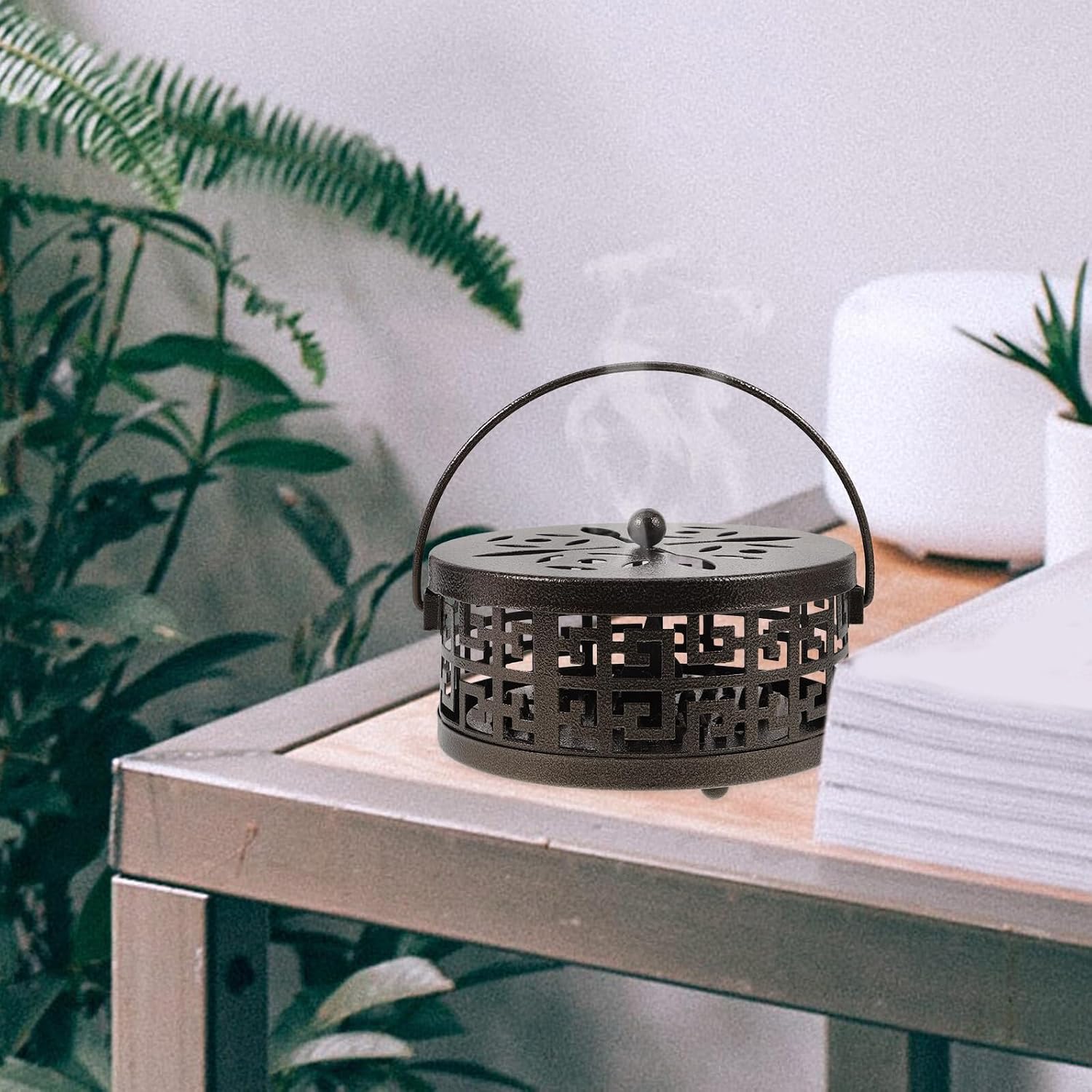 Abaodam Vintage Metal Incense Coil Burner Portable Incense Holder for Home Office Aromatherapy and Outdoor Use