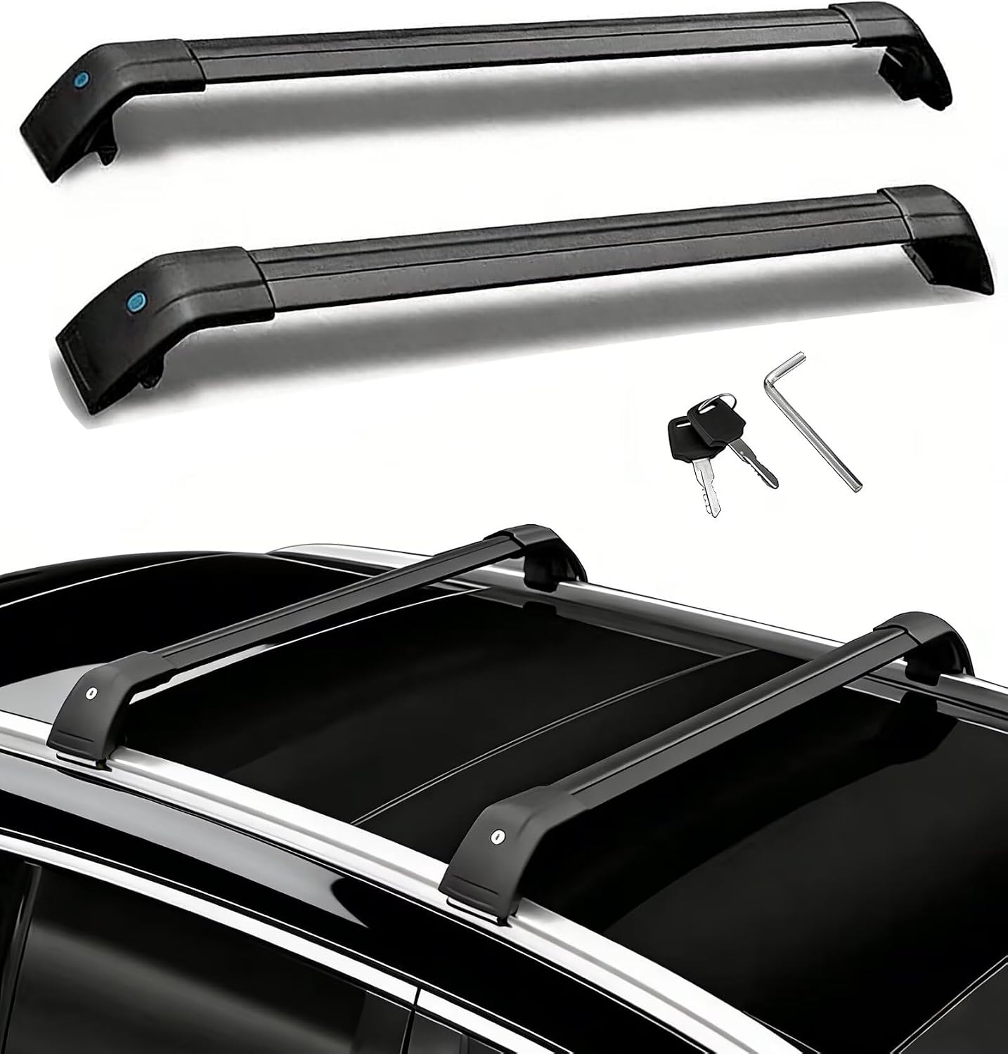 Roof Rack Cross Bars for Infiniti QX55 2022-2026 | Lockable Design & 150lbs Capacity (Each bar) | 2Pcs Black Aluminum Anti-Corrosion Rooftop Cargo Carrier, No Drilling Required (SY)
