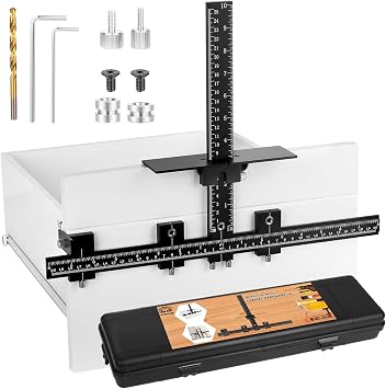 Cabinet Hardware Jig Template-Woodworking Punch Locator Drill Hole Guide | Adjustable Drawer Handle Knob Installation Tool-Jigs for Mounting Door Pull-Cabinet Handle Jig of Aluminum Alloy Black