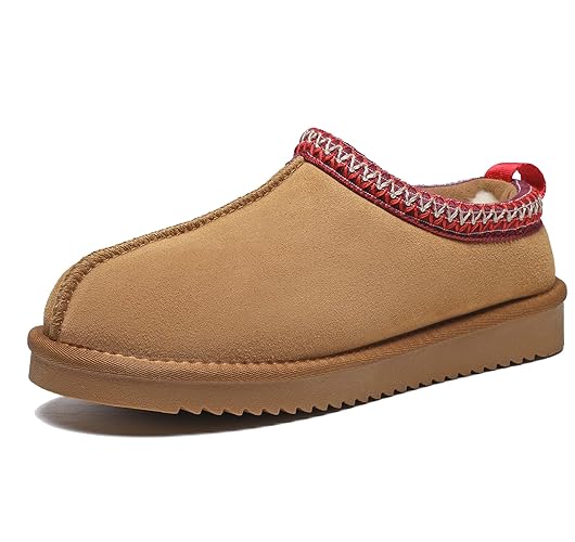 Meik Mangni Women's Slippers Genuine Suede Platform Mini Boots Mens Faux Fur Warm Lining Winter Mules Cozy Warm House Shoes Indoor and Outdoor