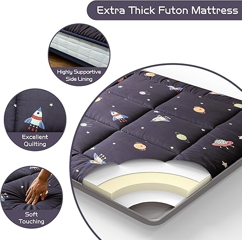 Miniatura 5 de YOSHOOT Colchón de futón japonés extra grueso de 6 pulgadas, colchón plegable de tatami para adultos, colchón enrollable, colchón de invitados,