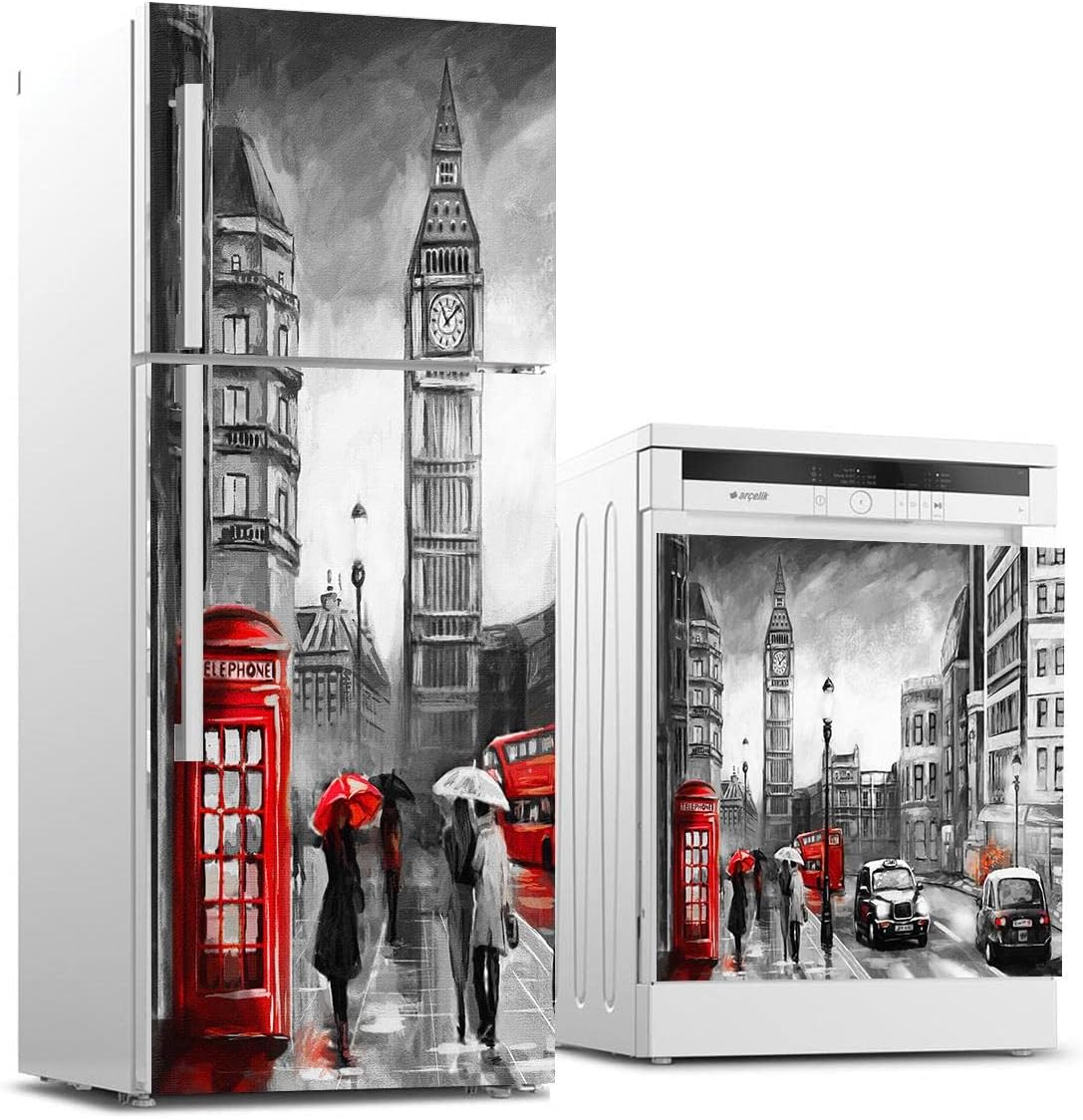 Buzdolabı ve Bulaşık Makinası Beyaz Eşya Sticker Kaplama Londra Yağlıboya