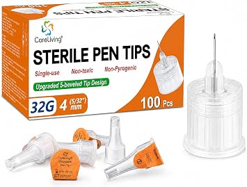 Pen Tips 32G x 4mm, Universal Fit, 100/bx, Sterile, Comfortable