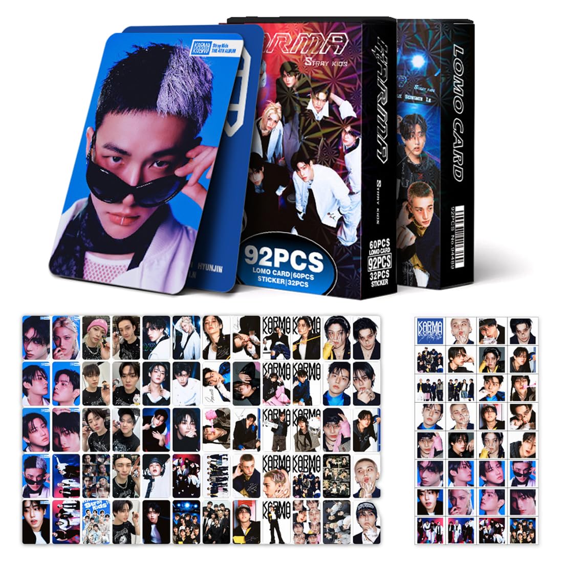 Kpop Photocards Stray Kids, 60 unidades Karma Stray Kids Lomo Tarjetas 32 Unidades SK Pegatinas, SKZ Nuevas Tarjetas de Álbum para Fans (KARMA-C)