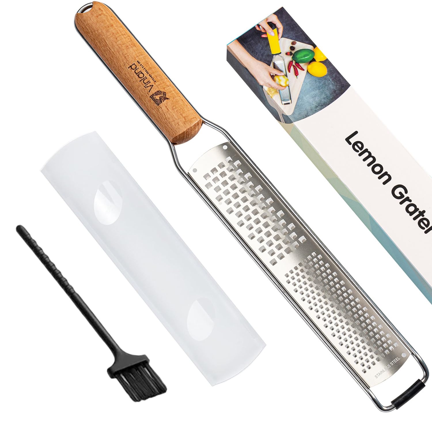 Citrus Lemon Zester Cheese Grater Razor-Sharp Stainless Steel Blade Protect Cover For Citrus Parmesan Cheese Lemon Ginger Garlic