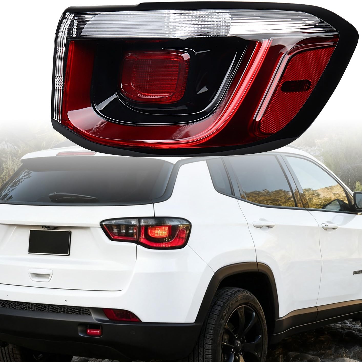 Astra Depot Right Outer Tail Light Assembly Compatible with 2021-2026 Jeep Compass Passenger Running Brake Side Marker Turn Signal Lamp | CH2805124, 68417080AD, 68417080AB, 68417080AA, 68417080AC