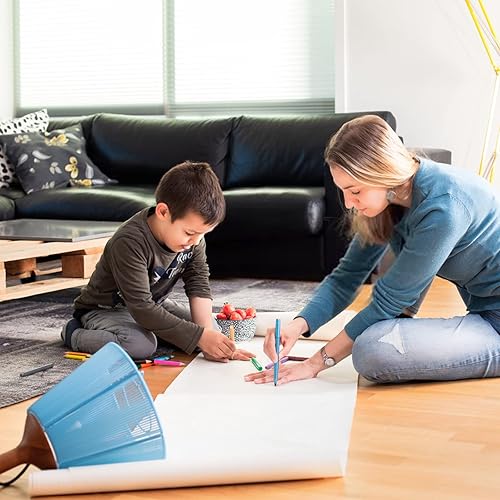 Miniatura 7 de SOUJOY Paquete de 6 rollos de papel de caballete, rollo de papel de dibujo para niños, 12 pulgadas x 82 pies, papel blanco reciclable para artes y