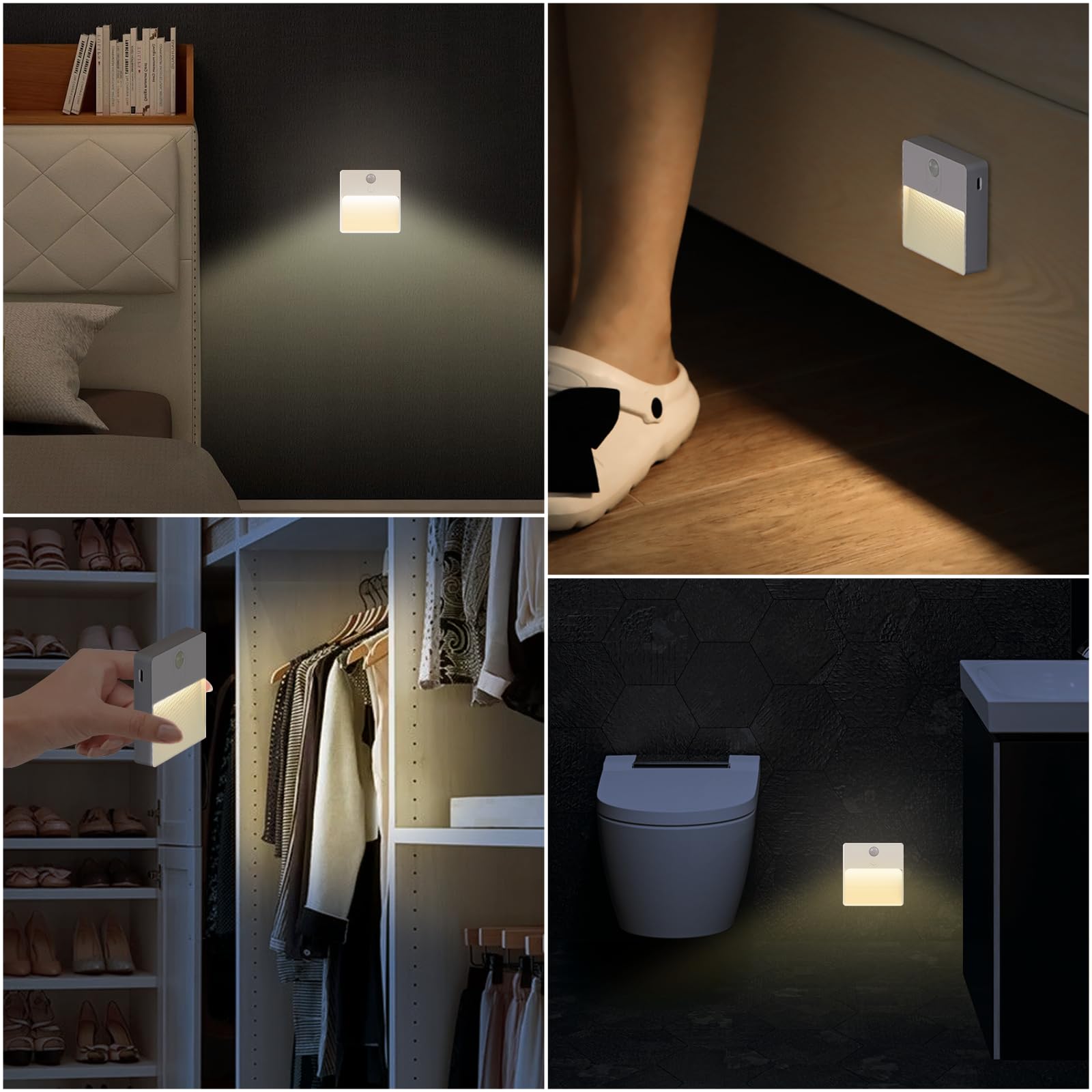 Artrastar Lampada Notturna LED Con Sensore Di Movimento Interno Batteria USB Ricaricabile 3 (AUTO/SPENTO/ON) Luce Per Corridoio Scale Camera Cameretta Bianco Caldo (2 Pezzi)