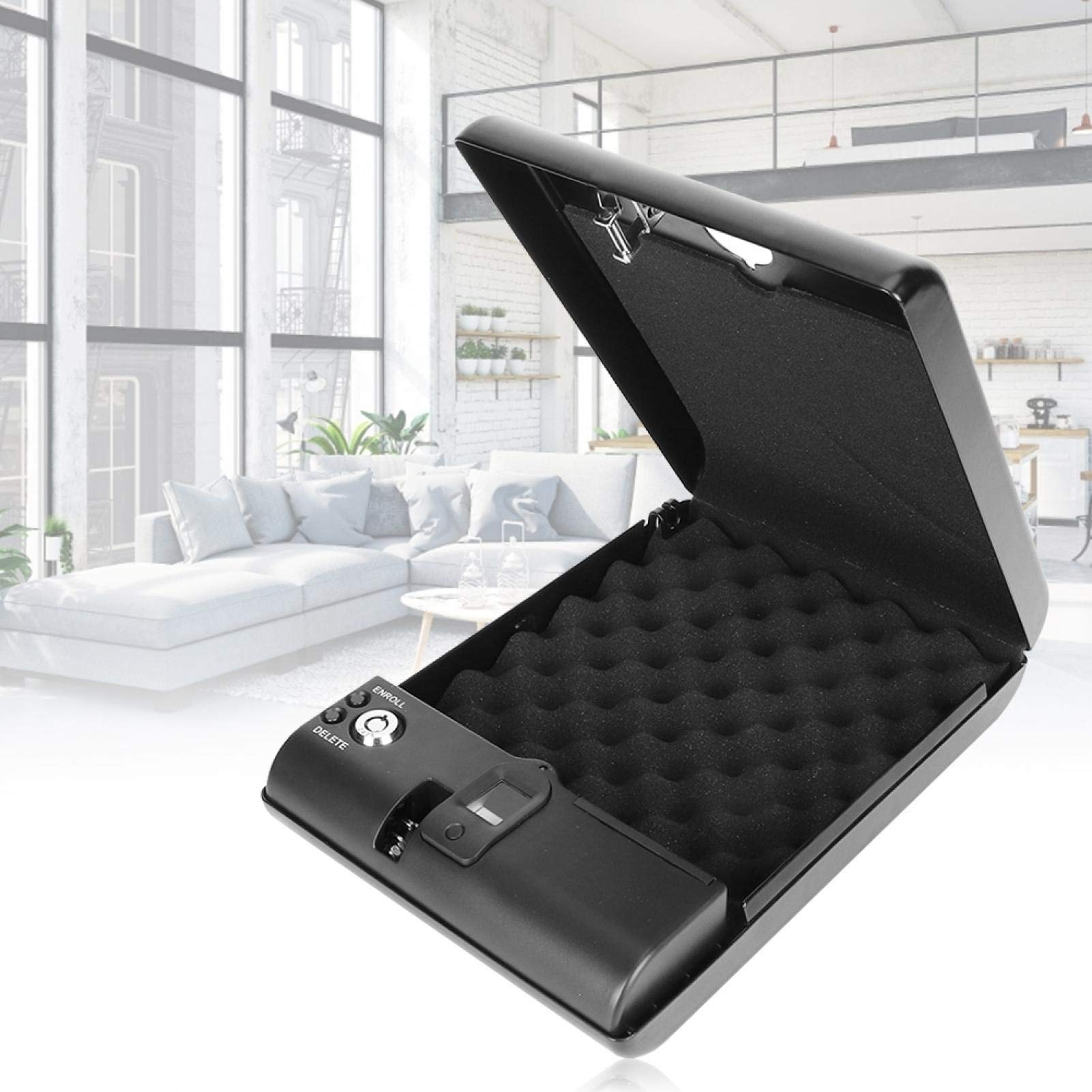120 huellas dactilares Caja de almacenamiento de joyas Caja de seguridad Huella digital óptica para joyería de protección con huella digital(275 * 190 * 50 (mm))
