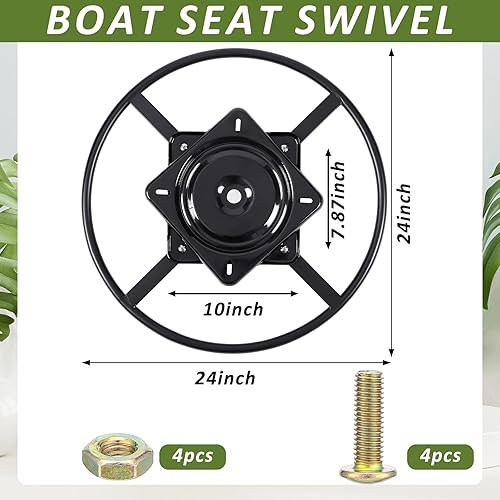 Miniatura 2 de Blulu Kit de base de anillo giratorio para sofá de 24 pulgadas, resistente con piezas de repuesto para sillas giratorias de 10 pulgadas, mecanismo