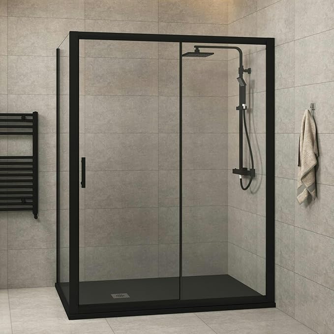 ELEGANT 1200X900mm Smoked Glass Easy Clean Chrome Fitting Walk-In Shower Enclosure (Inc Shower Panels Stone Resin Tray Waste - View #4