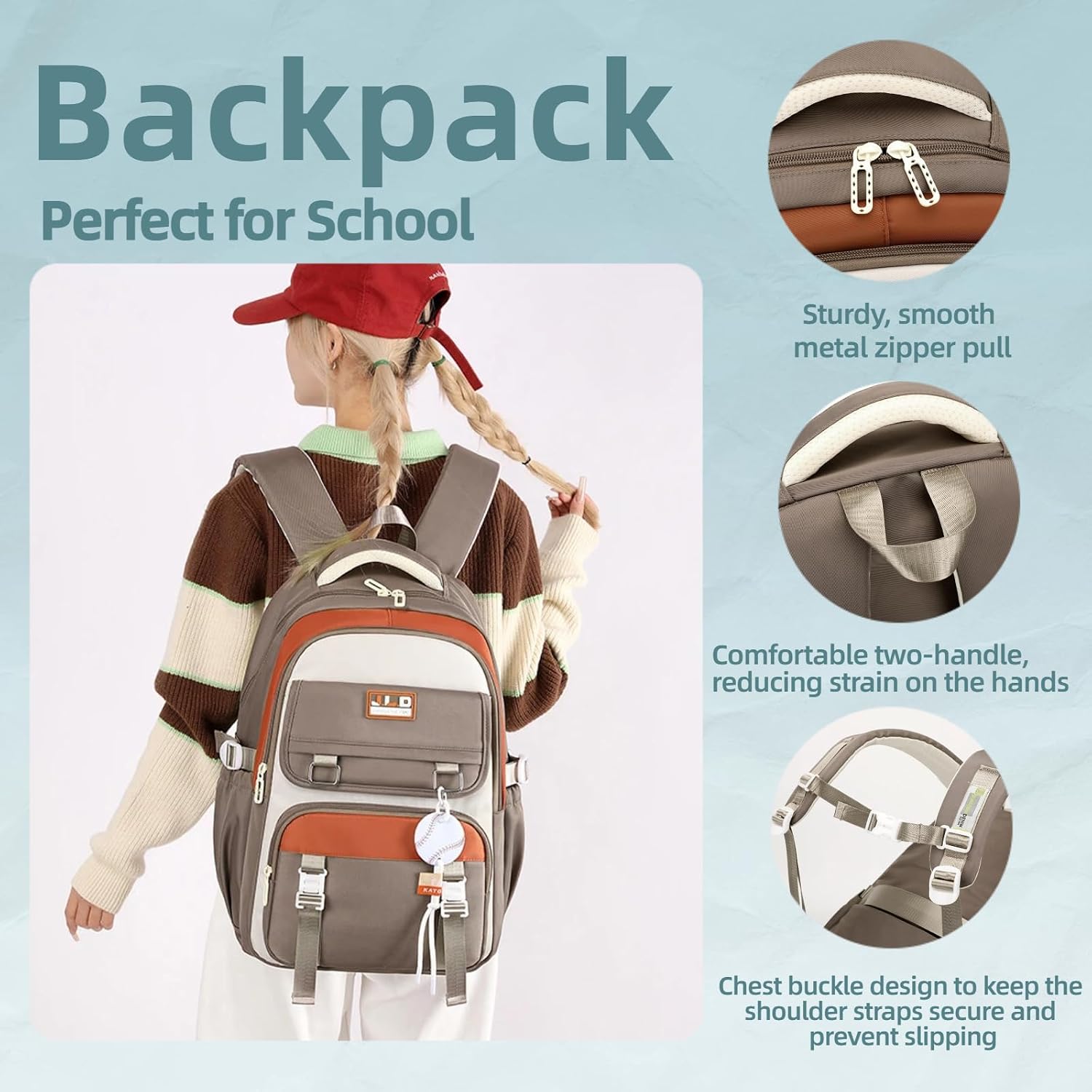 Mfikaryi Kids Girls Backpacks Plain School Bag Girls Backpack for School image 3