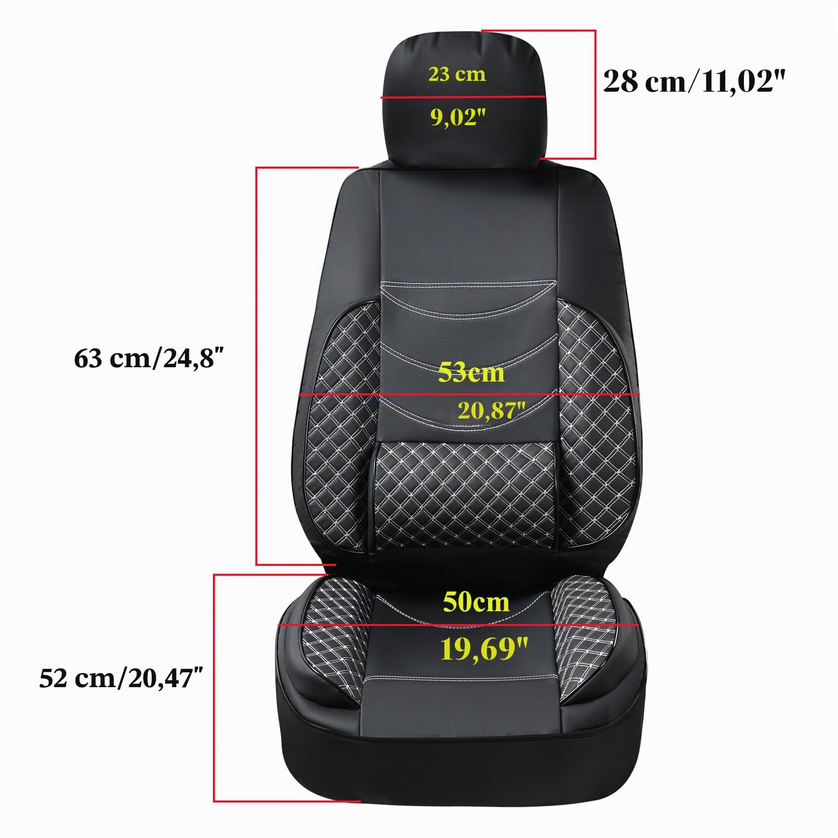 Universell Wasserdicht Napa Leder sitzbezüge Komplettes Set Fit für Toyota Auris Avensis Camry Corolla Highlander Hilux Land Cruiser Prius RAV4 Urban Cruiser Verso Yaris (Schwarz)