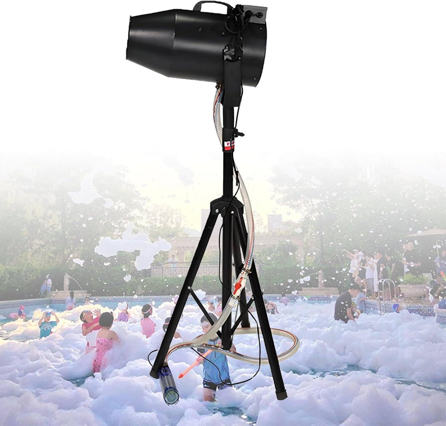 WIANQIAN Outdoor Indoor Jet Foam Machine, Stage Jet Foam Making Machine, Foam Machine Party, Anti-Clog System, Easy To Use, With Water Pump, For Party Outdoor Kids Summer Swimming Spree Black