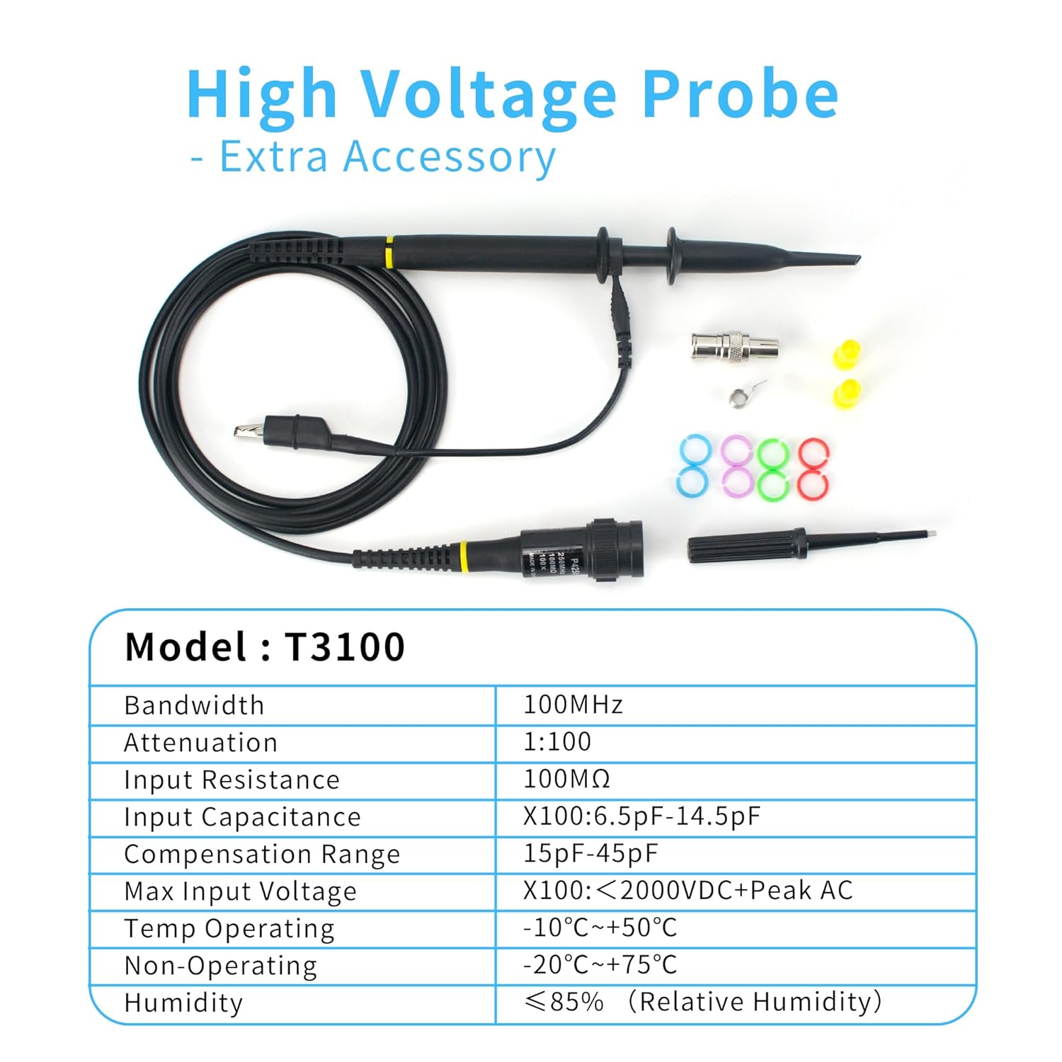 OWON Oscilloscope, 100MHz Digital Desktop Oscilloscope 2 in 1 Function with 1CH Waveform Generator, 1GS/s Sampling Rate 7-inch TFT LCD Display with 1 Extra 100 MHz High Voltage Probe