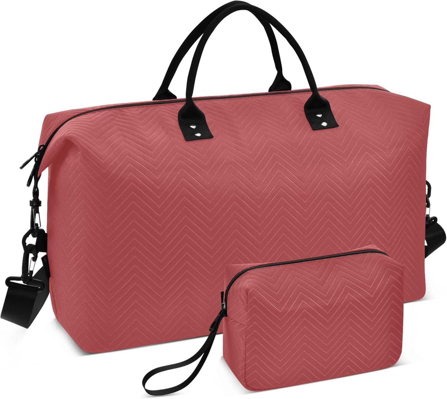 Titian レッドダッフルバッグ トラベル&amp;メイクアップポーチ 2個セット クールウィークエンダー トラベルバッグ トート