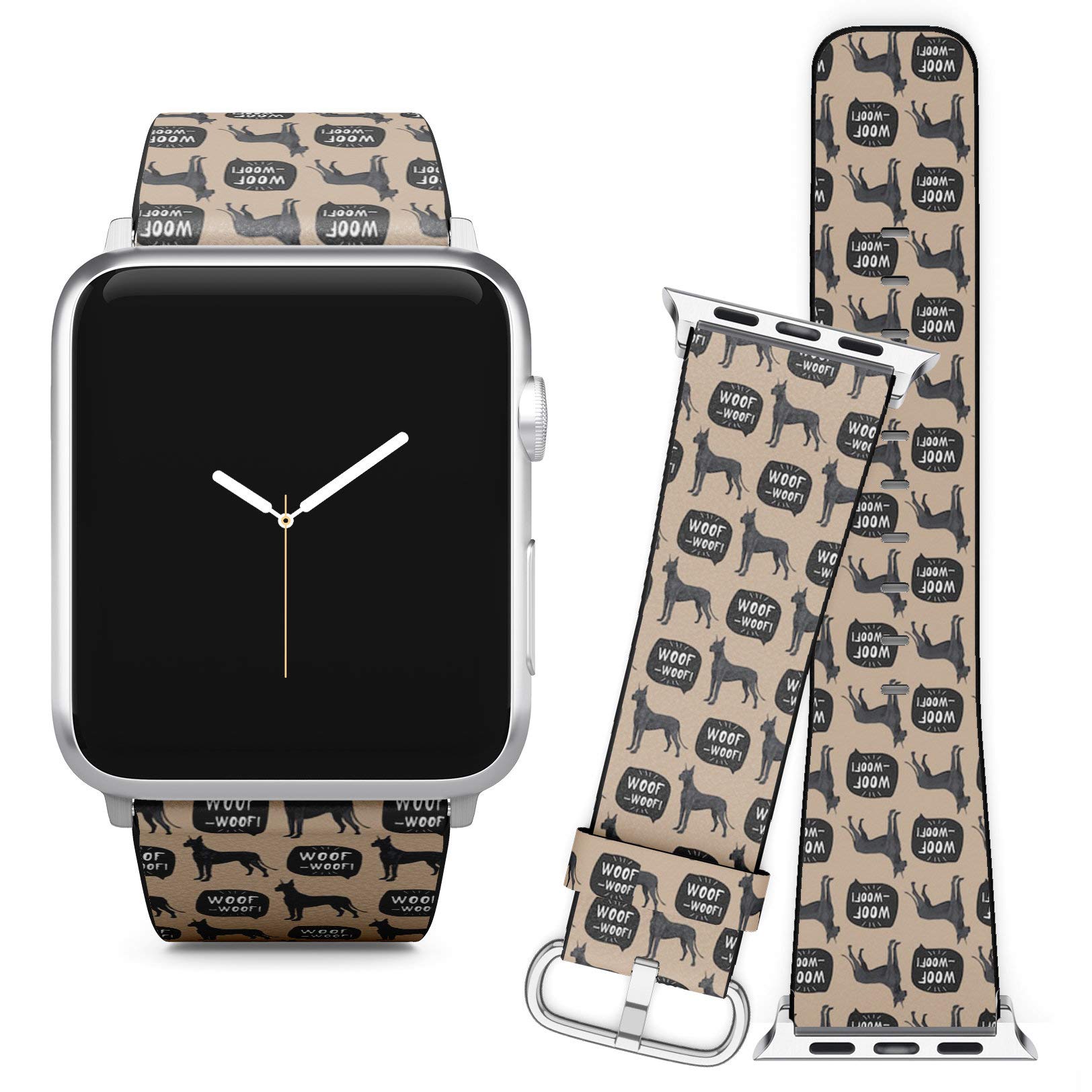 Compatible with Apple Watch (38/40 mm) Series 5, 4, 3, 2, 1 // Leather Replacement Bracelet Strap Wristband + Adapters // Dog Great Dane
