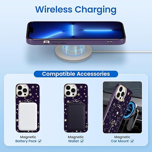 Miniatura 4 de ZCDAYE Magnetic Case for iPhone 13 Pro Max, Mystery Pentagram Star Pattern Phone Case Compatible with Magsafe, PC Back TPU Bumper Shockproof Cover