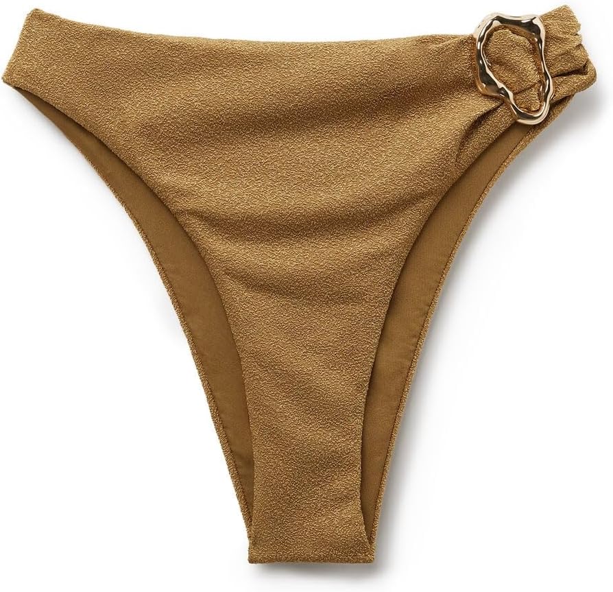 CALZEDONIA Woman's High-Waisted Brazilian Swimsuit Bottom Sophisticated Shine