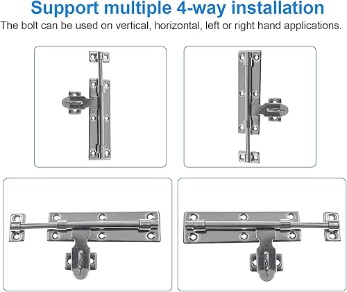 Miniatura 3 de 2 piezas de cerradura de cerrojo deslizante, perno de barril resistente de 7 pulgadas con orificio para candado, pestillo de puerta deslizante