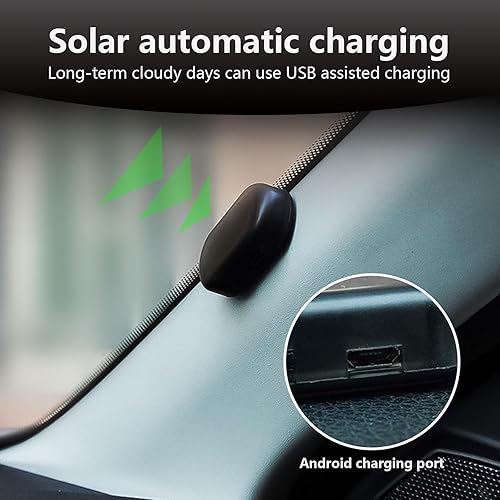 Miniatura 7 de 1 luz LED solar intermitente de seguridad para automóvil con puerto USB, accesorios de luz de alarma antirrobo para vehículos, luz de advertencia de