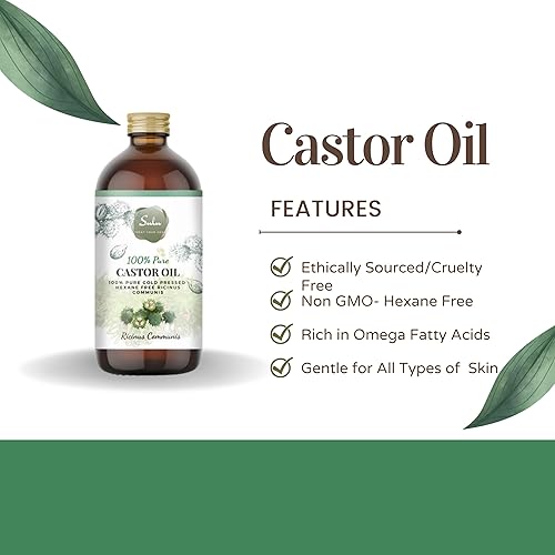 Miniatura 2 de SULU ORGANICS Aceite de ricino 100% puro prensado en frío libre de hexano, 8 onzas