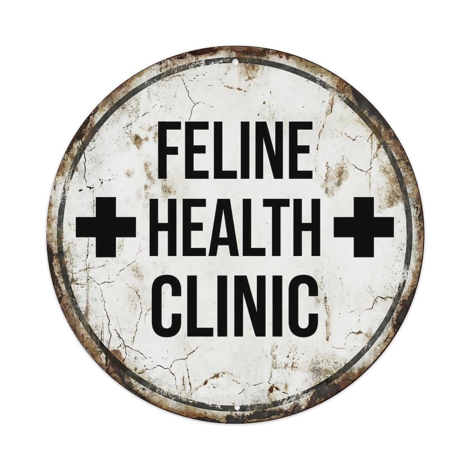 Vintage Feline Health Clinic Decor Metal Tin Sign