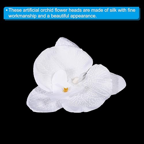 Miniatura 4 de PATIKIL Cabezales de orquídeas artificiales de 3.9 pulgadas, paquete de 40 cabezas de orquídea mariposa falsa de seda para decoración de ramo floral