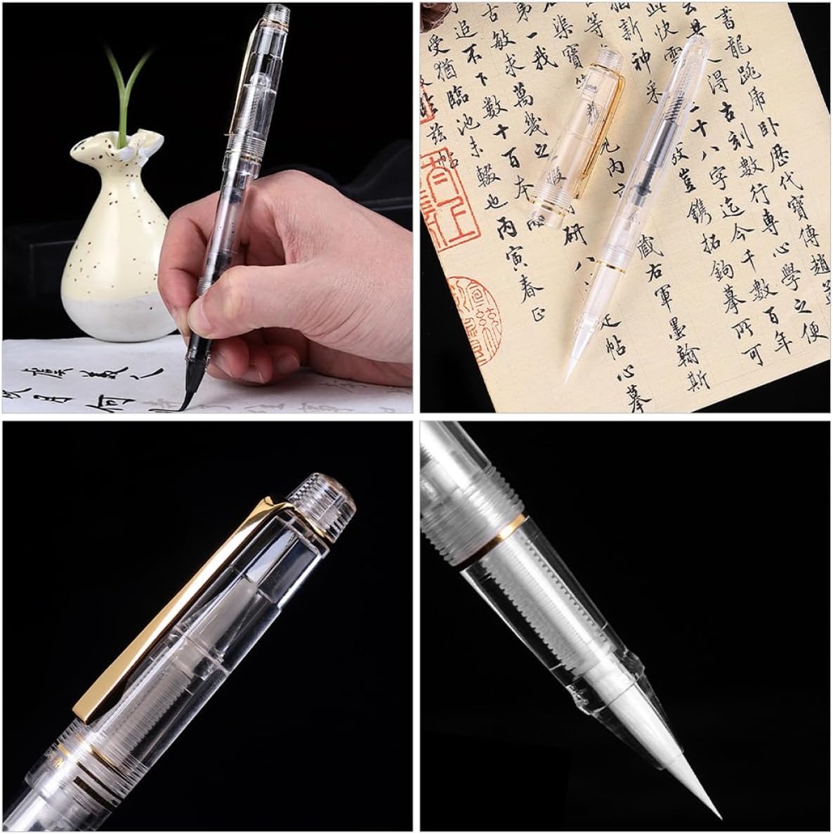 Angoily 10pcs Chinese Calligraphy Brush Pen Fountain Pen for Beginners Ink Painting Writing Art Stationery