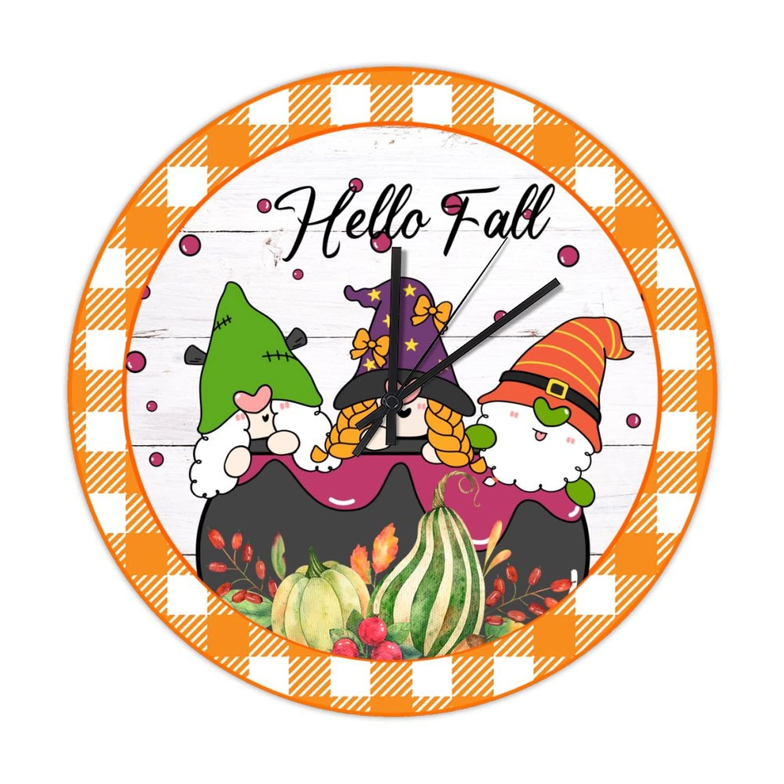 Horloge murale en bois Hello Fall style rétro et silencieuse pour salon chic
