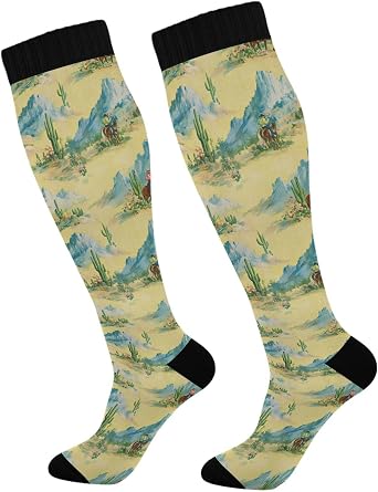 Vintage Cowboys Desert Compression Socks Knee High Socks for Women and Men 15-20mmHg Athletic Support Socks