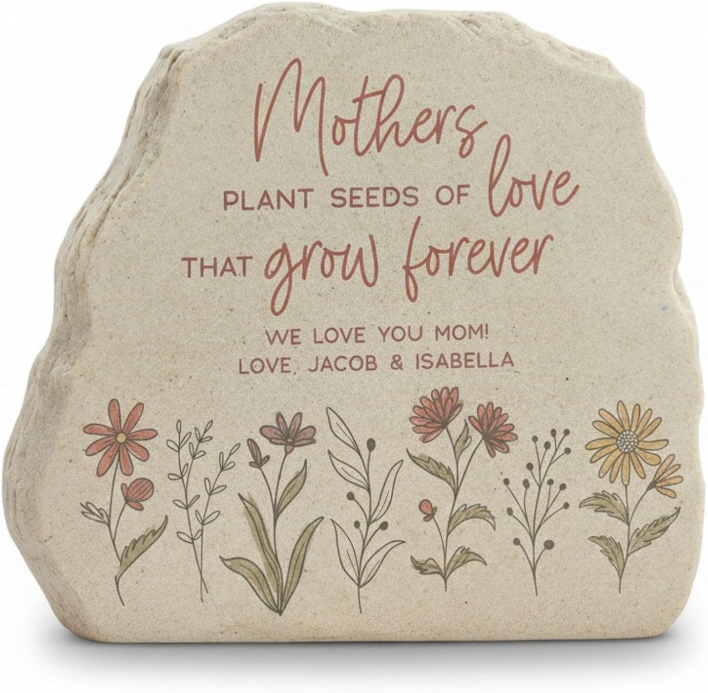 Personalization Universe Love Blooms Here Personalized Garden Stone, Custom for Grandma, Engraved Grandmas Garden Decor, Decorative Yard Stepping Stone