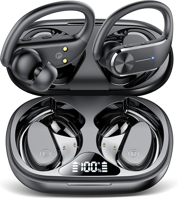 hadbleng Wireless Earbuds Bluetooth 5.3 Headphones 48Hrs Playtime Black Sports