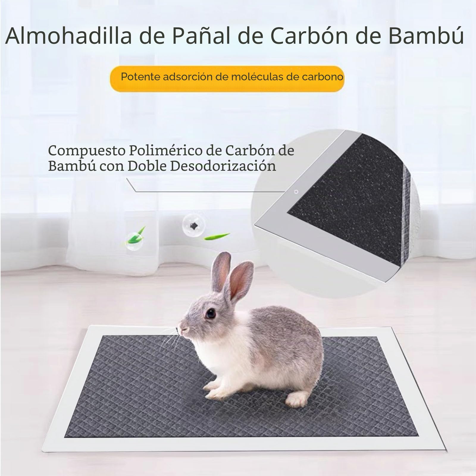Almohadillas para pipí de cobaya, Absorbentes para Conejos, Forros Desechables para jaulas para hámster, Conejo, hurón, Chinchilla y Otros Animales pequeños (60 cm x 45 cm, 60 Piezas)