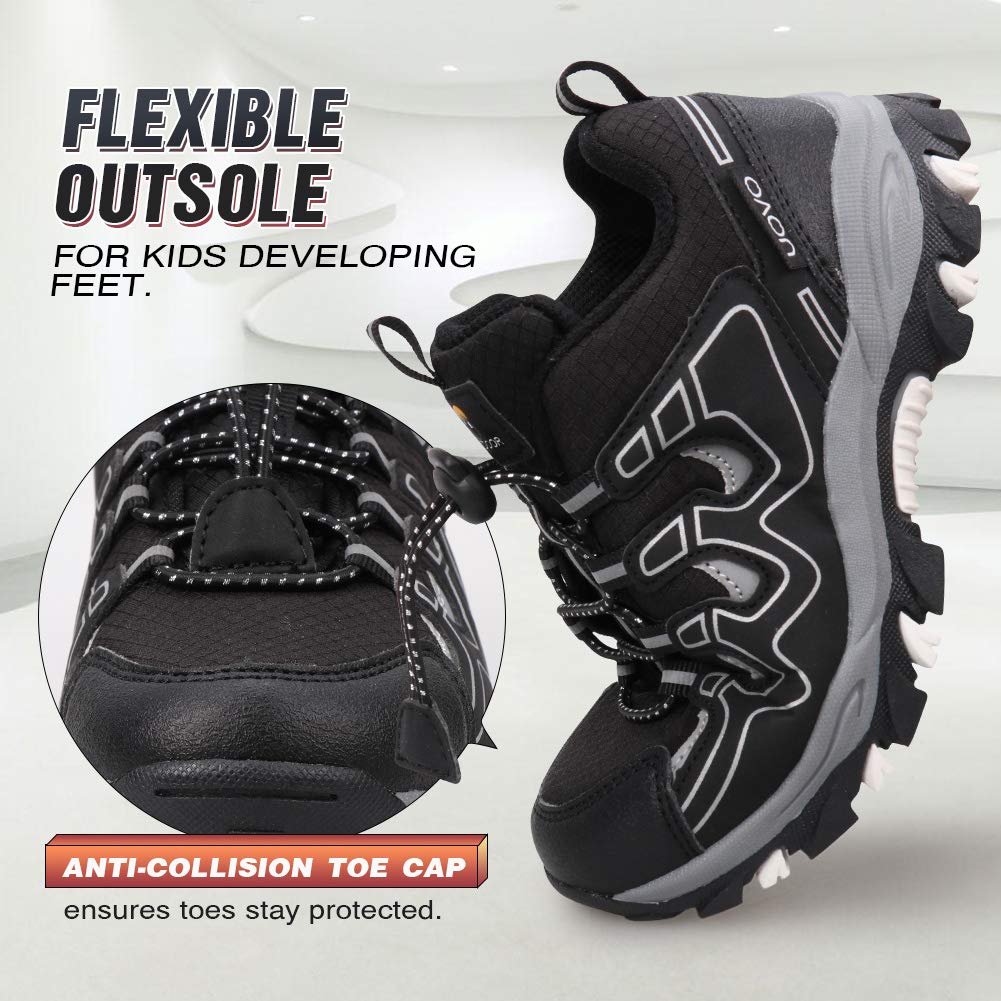 UOVO Boys Trainers Kids Walking Shoes Low-Top Sneakers Children Waterproof Trekking Hiking Footwear Running Shoes Black Blue Gray Size 9 UK Child to 5.5 UK — view 4