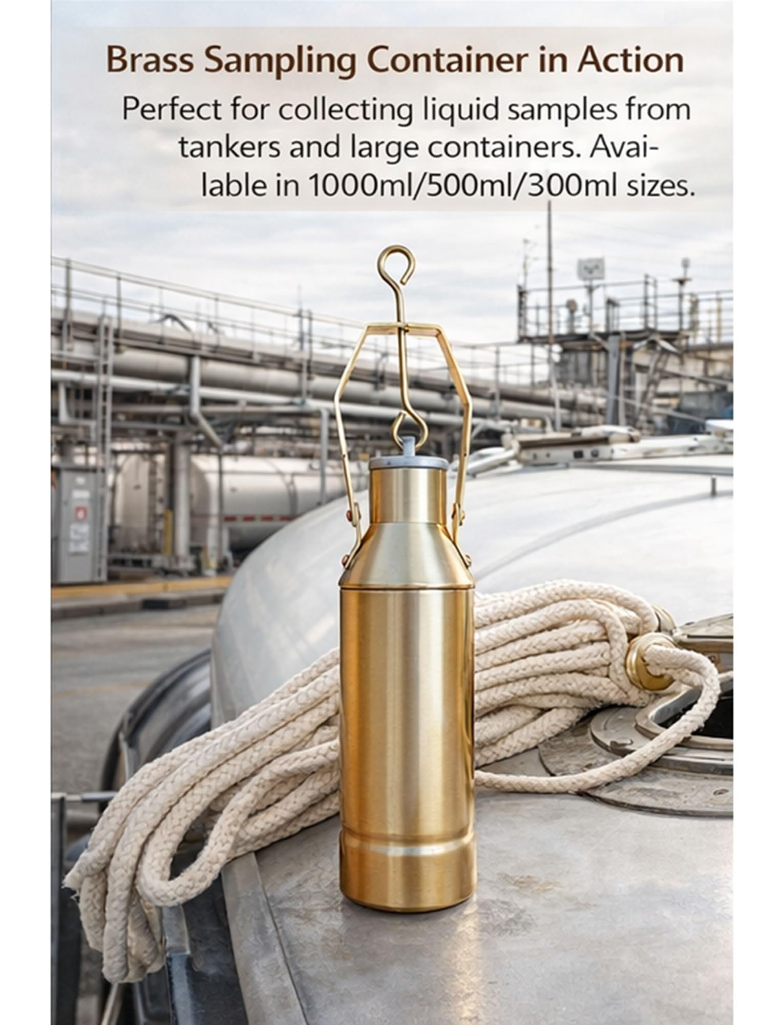 Strumento portatile per campionamento di olio, 300/500/1000 ml, estrattore di campioni liquidi per analisi petrolifere e chimiche, secchio campionatore portatile con capacità di 0,08 litri