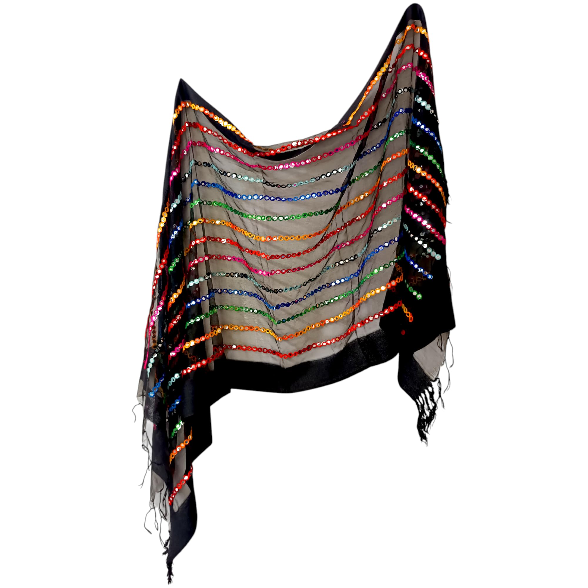 aripan Multicolour Orgenza Mirror Embroidered Dupatta Regular Wear For Womens and Girls Sequins Thread Work Chunni Fancy Trendy Full Size L 2.30m W 80CM-picture-55