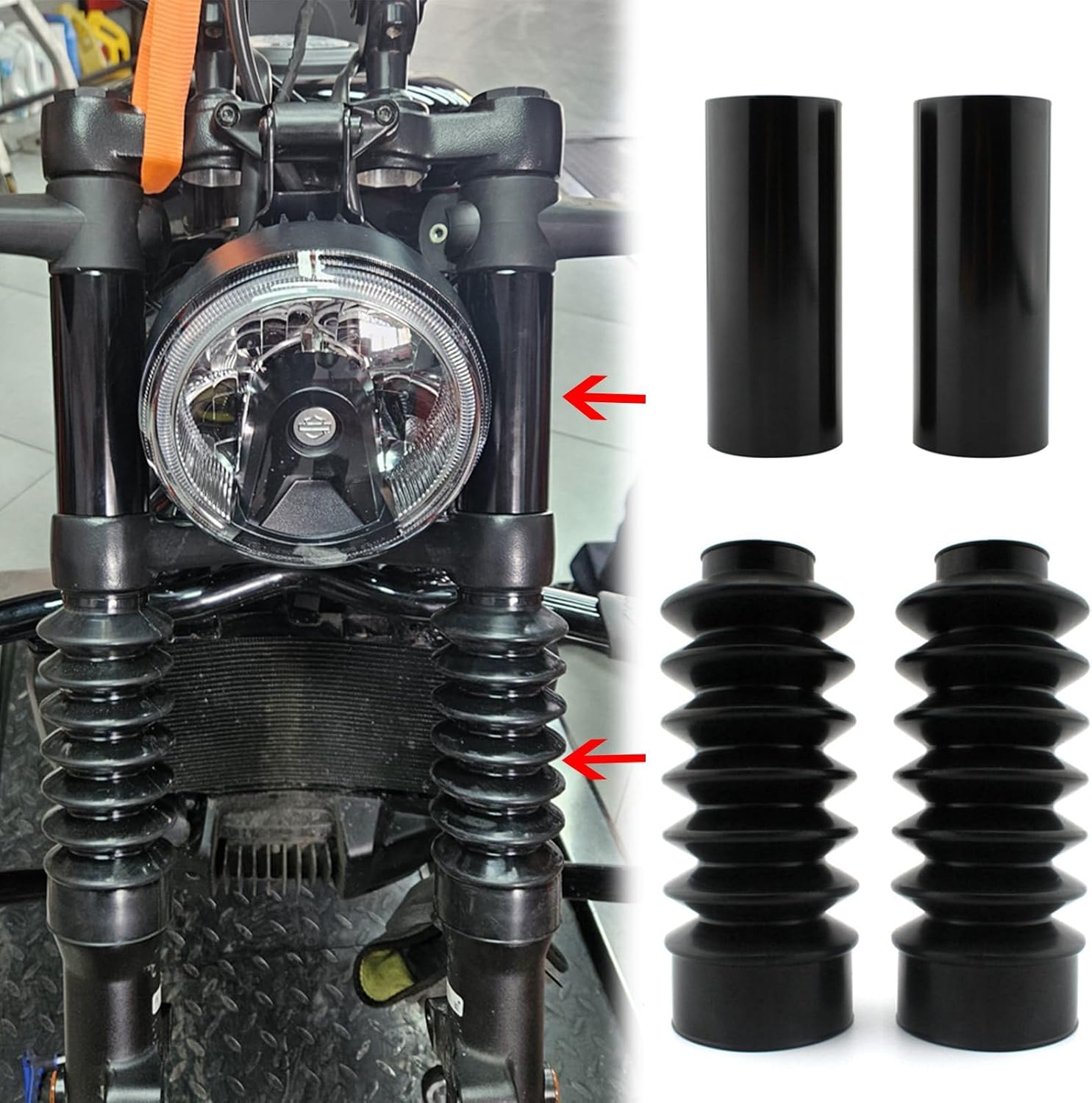 Front Upper Lower Fork Dust Cover Kit Set, Motoycle Shock Absorber Dust Covers Cap Set Fit for Harley Nightster 975 Rh975 2022-2023