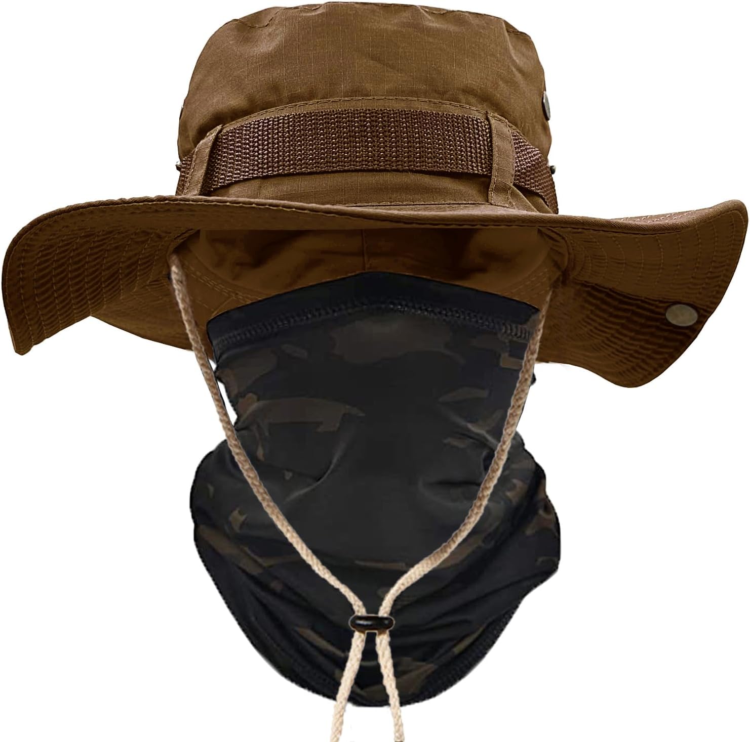 ehsbuy Wide Brim Sun Hats Men Cooling Neck Gaiter Set Foldable Safari Bucket Boonie Cowboy Style Summer Hats with Adjustable Strap for Fishing Hiking Jungle Outdoor