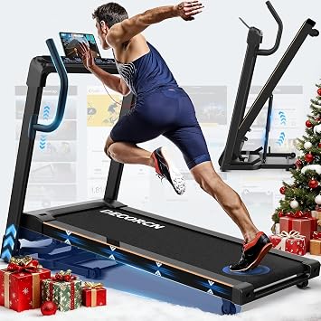Treadmill for Home - 4.5 HP up to 16 km/h. Professional Large Running Surface Treadmill Foldable 20 Inclination Levels Quiet Walking Pad with Bluetooth up to 150 kg - Ideal for Marathon