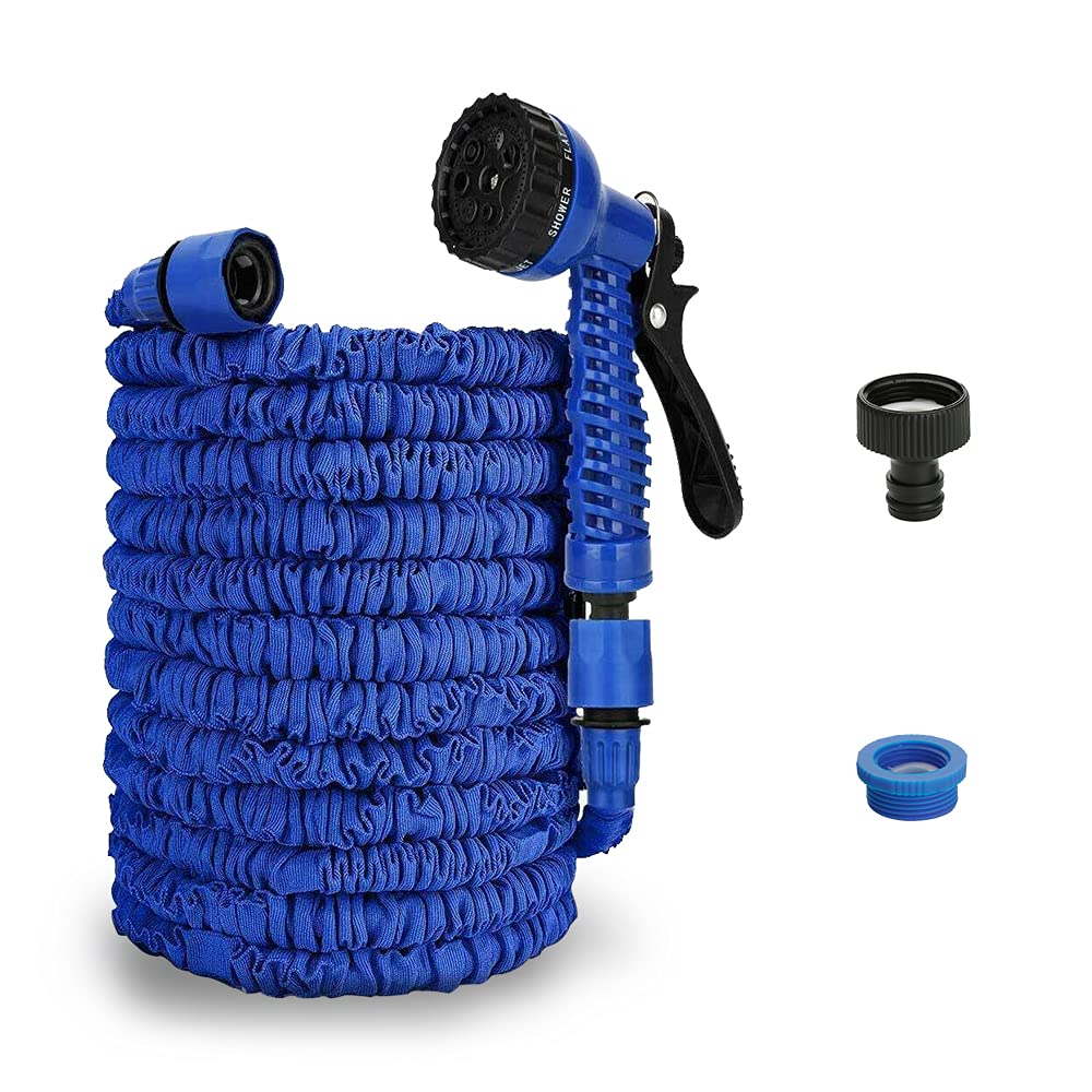 Wowsubli Blue Garden Hose 25Ft / 50Ft / 75Ft/ 100Ft/ 125Ft / 150Ft / 200Ft, Expanding Garden Water Hose Pipe, Flexible Expanding Hose (,75Ft)