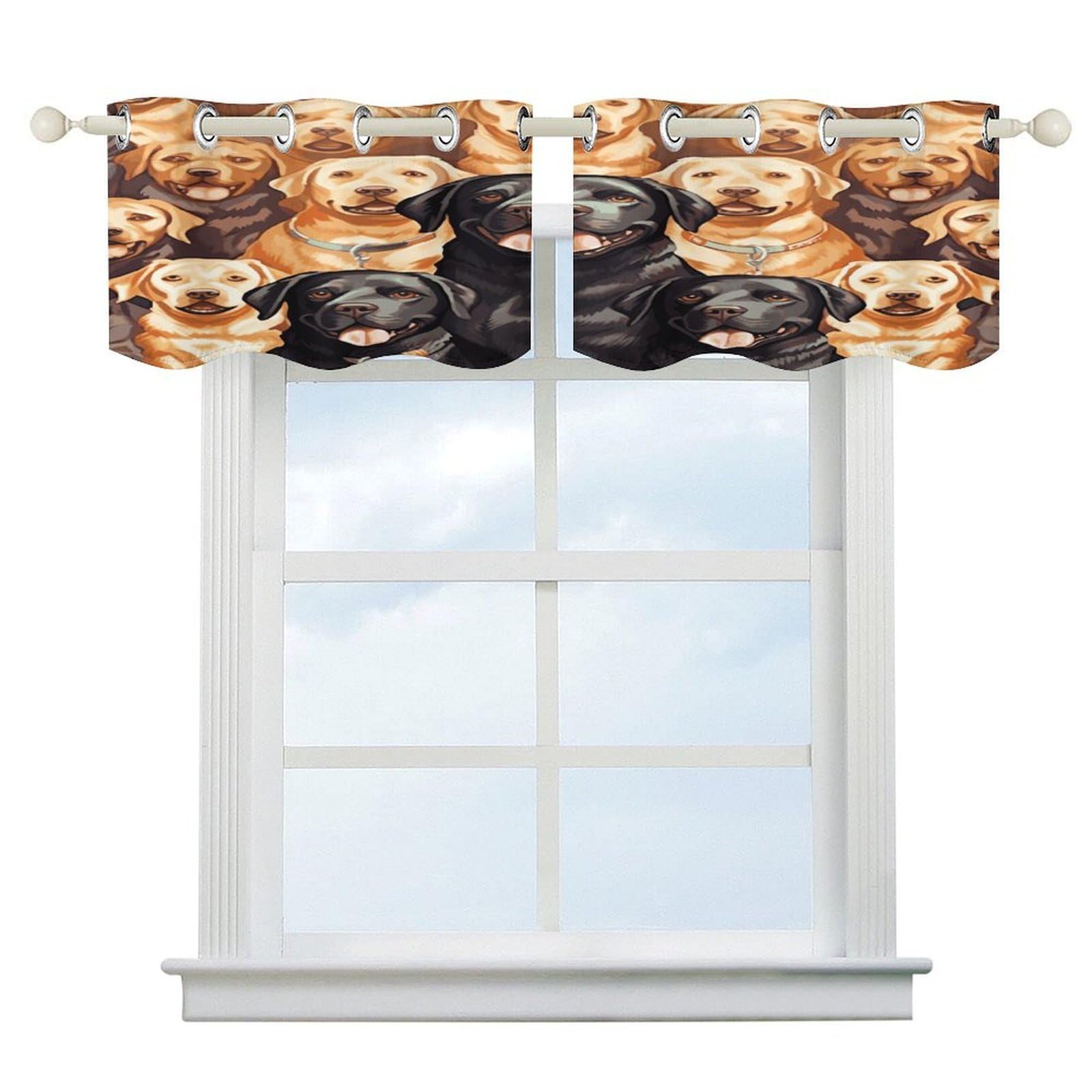 Fekiloot Style Labrador Retriever Dogs Short Curtains Valance Curtain