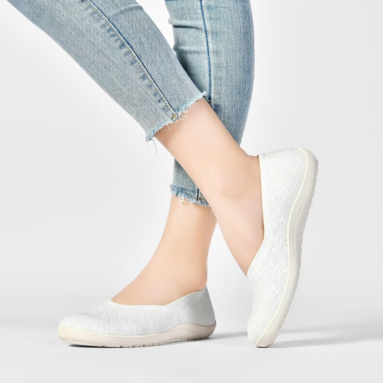 Women's Wide Toe Box Flats Shoes Knit Ballet Flat Slip-on Dress Walking Comfort Shoes - Image 8