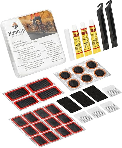 Kit de reparación de neumáticos de bicicleta, kit de parche de tubo interior de bicicleta con parches de vulcanización, palanca de neumáticos, kits