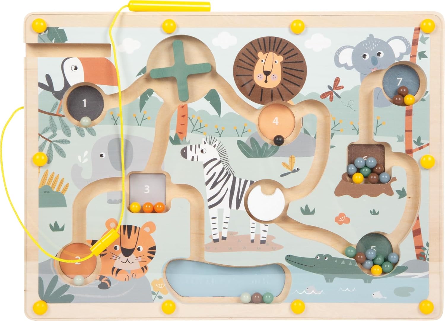 small Foot Magnetic Labyrinth "Safari", Skill Game Made of FSC 100% Certified Wood, for Children from 2 Years, 12732