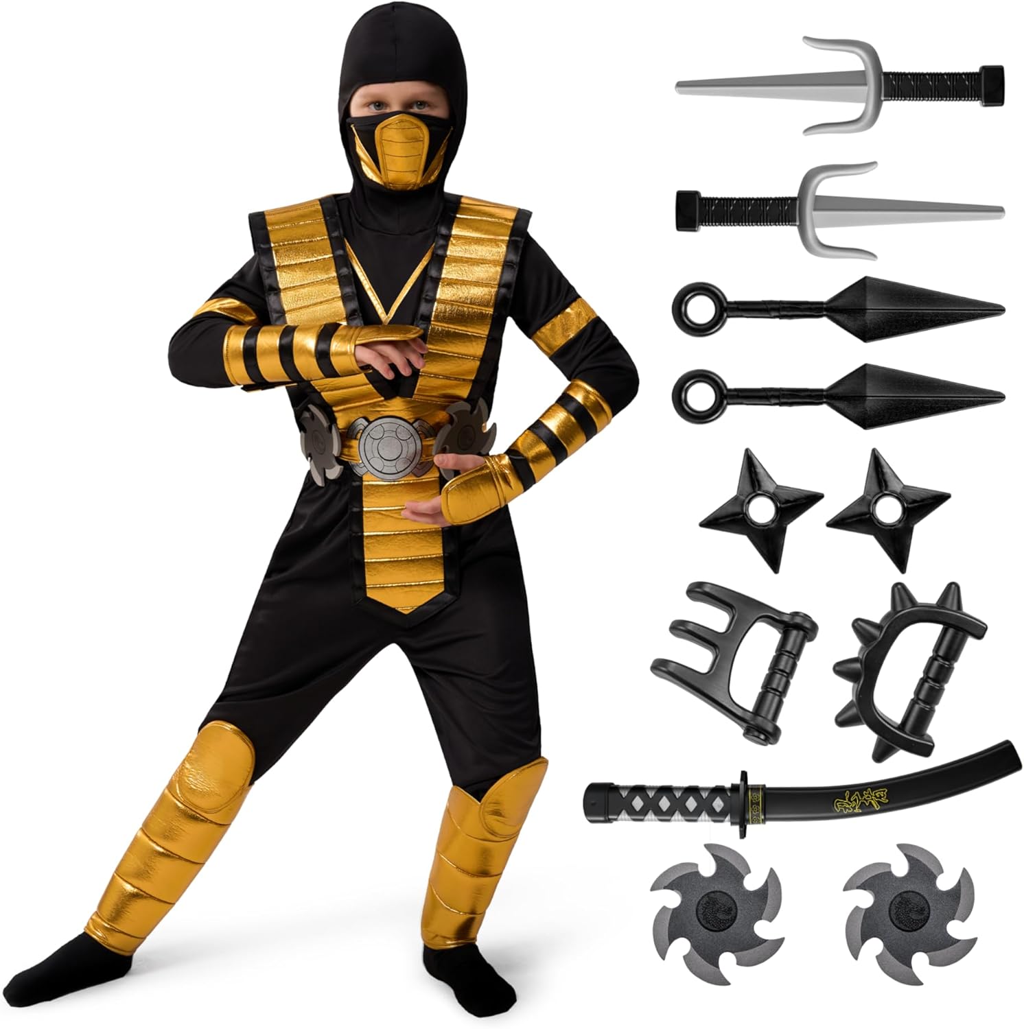 Spooktacular Creations Blue Ninja Costume for Kids, Ninja Costume for Toddler Boys Halloween Dress Up, Role Play